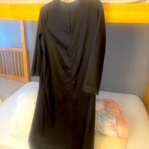 Long black dress white middle design and long sleeved